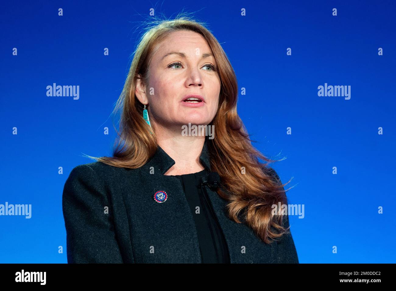 Washington, Stati Uniti. 05th Dec, 2022. STATI UNITI Il rappresentante Melanie Stansbury (D-NM) che parla alla J Street National Conference 2022 tenutasi all'Omni Shoreham Hotel di Washington, DC. (Foto di Michael Brochstein/Sipa USA) Credit: Sipa USA/Alamy Live News Foto Stock