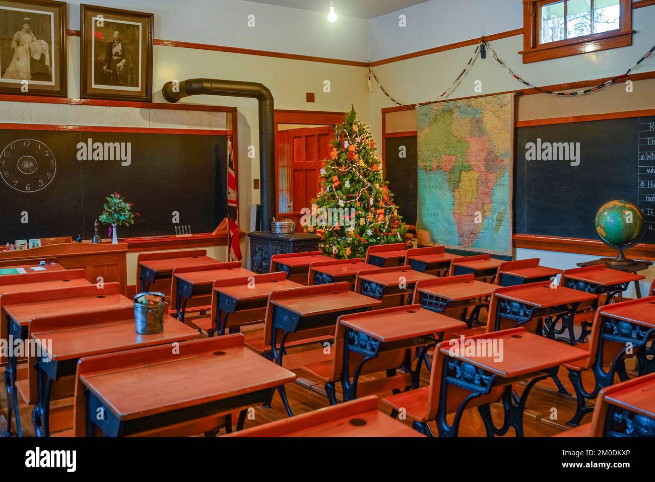 Banchi, Seaforth School, Burnaby Village Museum, Burnaby, British Columbia, Canada Foto Stock