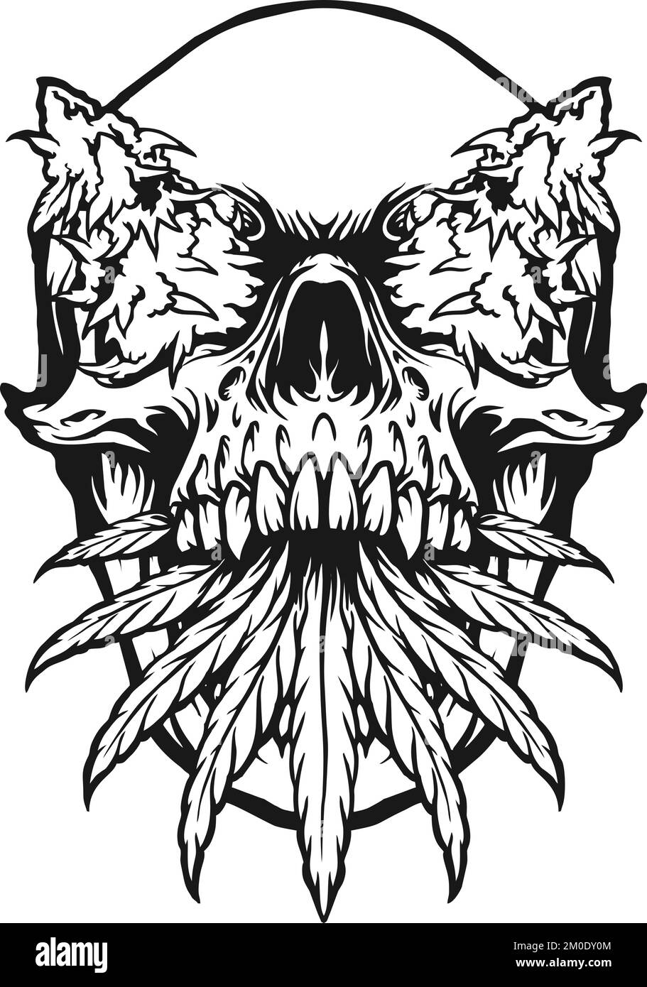 Stoner Skull Marijuana Silhouette illustrazioni vettoriali per il tuo logo di lavoro, t-shirt merchandise, adesivi e disegni di etichette, poster, biglietti d'auguri Illustrazione Vettoriale