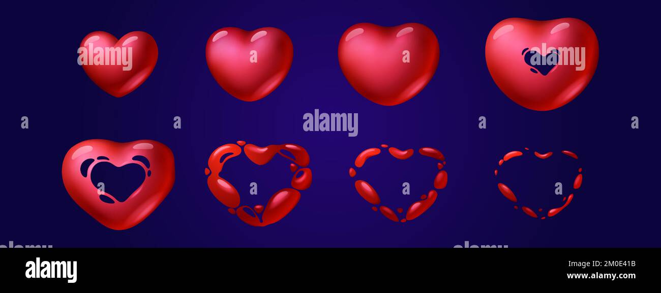 Animazione esplosione del cuore foglio di sprite, sequenza frame con ...
