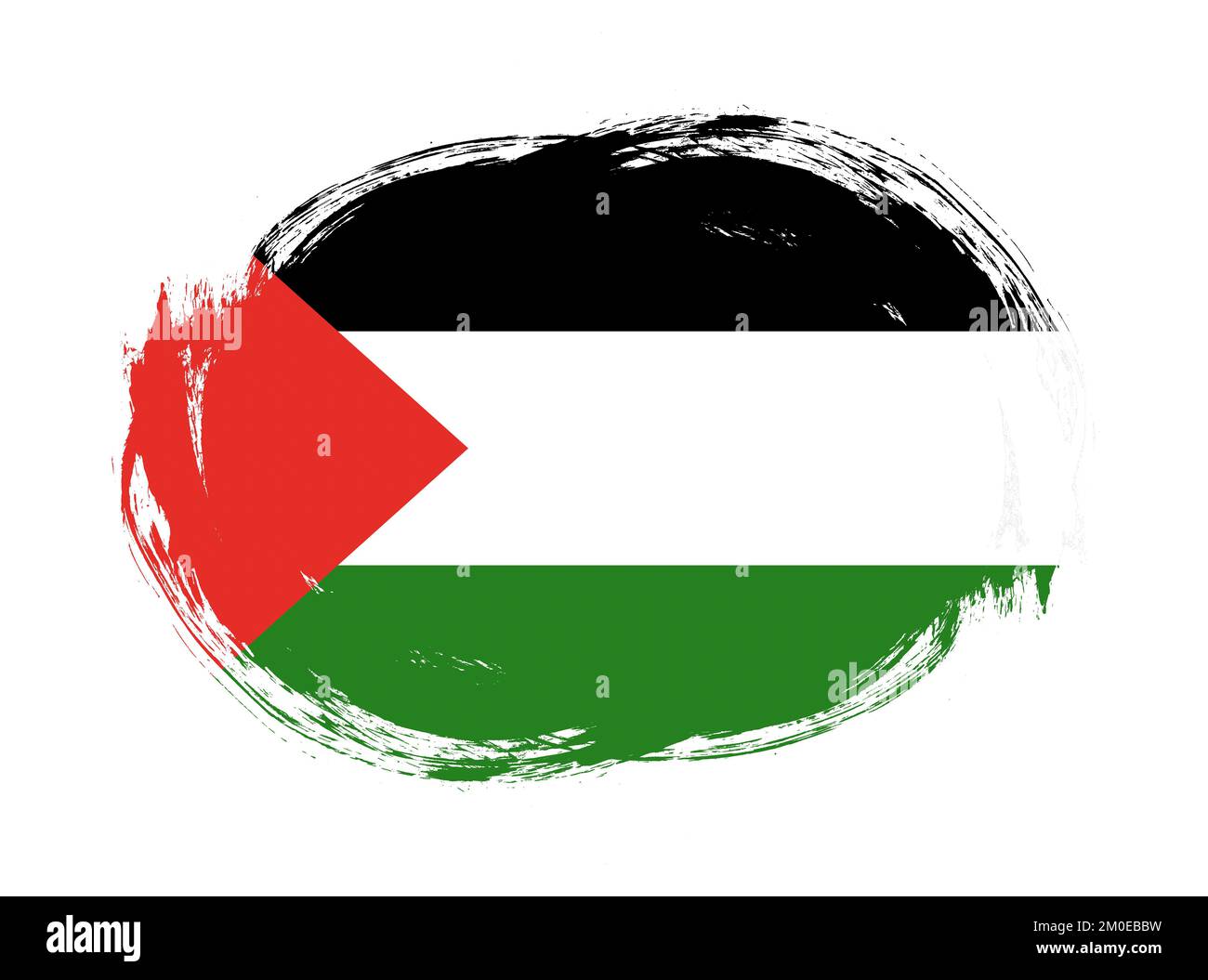 Bandiera Palestine su sfondo pennello a tratti arrotondati Foto Stock