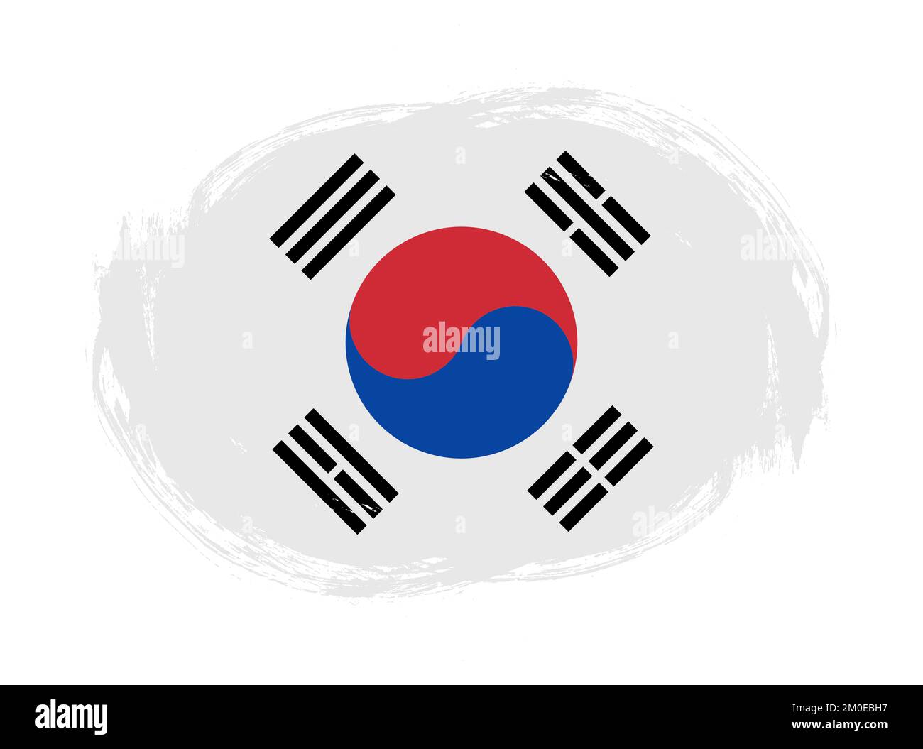 Bandiera della Corea del Sud sullo sfondo del pennello a tratti arrotondati Foto Stock