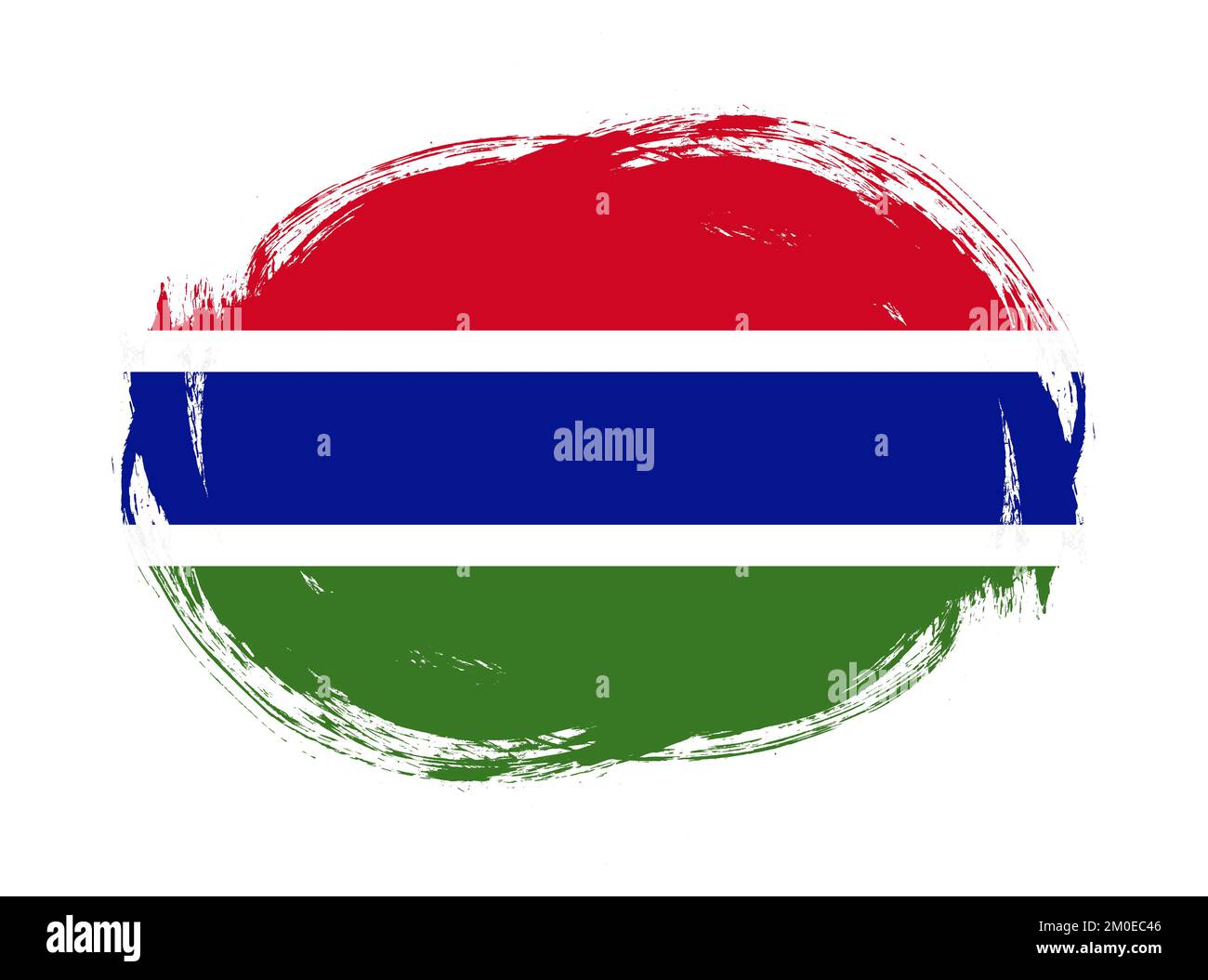 Bandiera Gambia sullo sfondo del pennello con tratti arrotondati Foto Stock