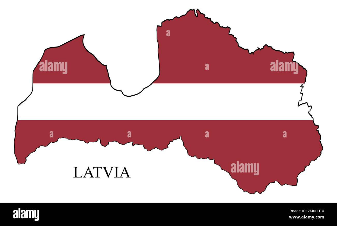 Illustrazione del vettore della mappa della Lettonia. Economia globale. Paese famoso. Nord Europa. Europa. Regione scandinava. Illustrazione Vettoriale