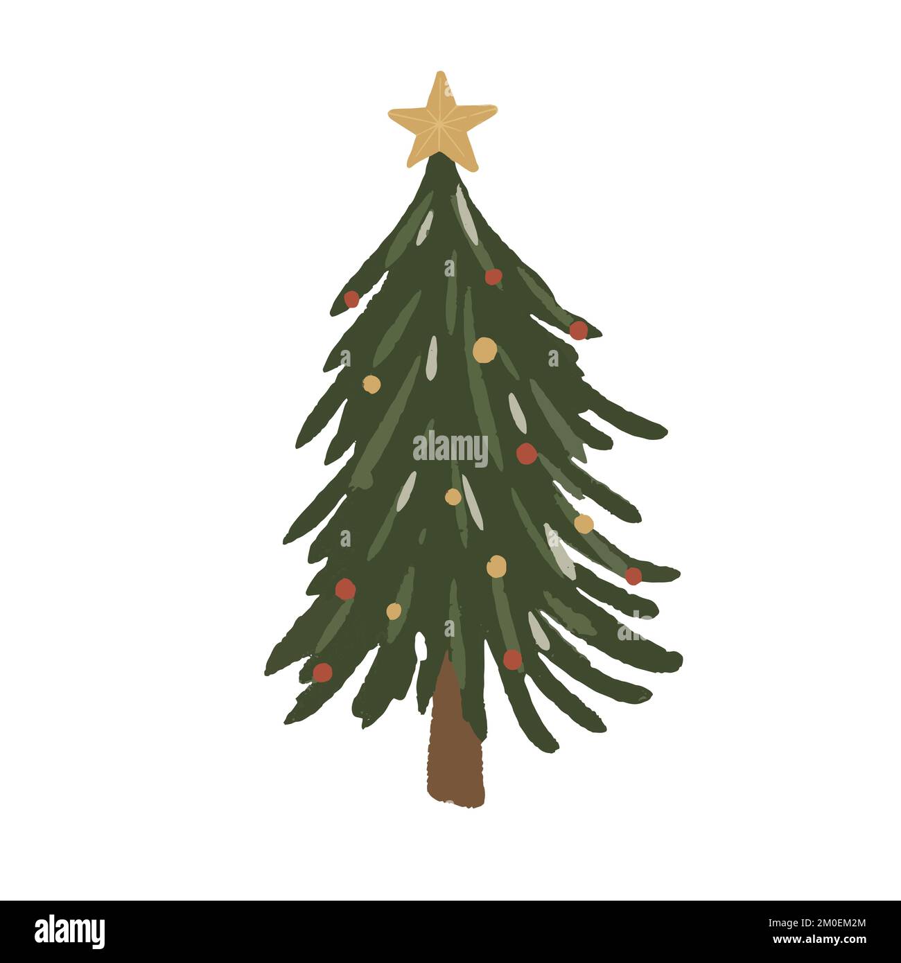 Mano disegnata carino isolato clip arte illustrazione di albero di Natale Illustrazione Vettoriale