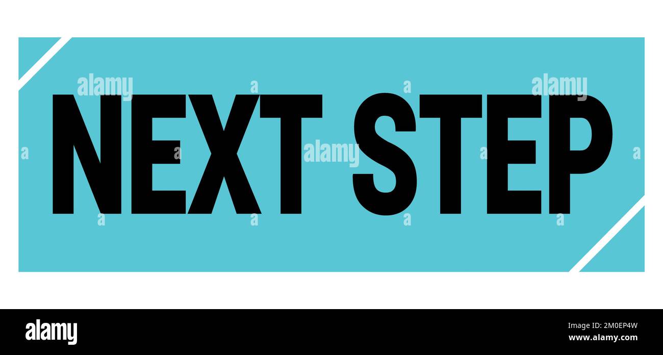 TESTO DEL PASSO SUCCESSIVO scritto su un cartello blu-nero con timbro grungo. Foto Stock
