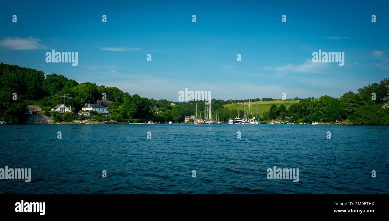 22nd luglio 2021 - Fowey, Regno Unito: La vista da una gita in barca intorno al porto di Fowey, Cornovaglia Foto Stock