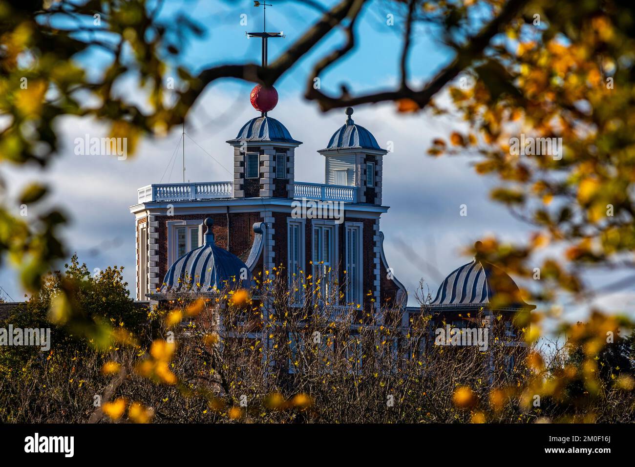 Vista autunnale del Royal Observatory Greenwich, Londra Foto Stock
