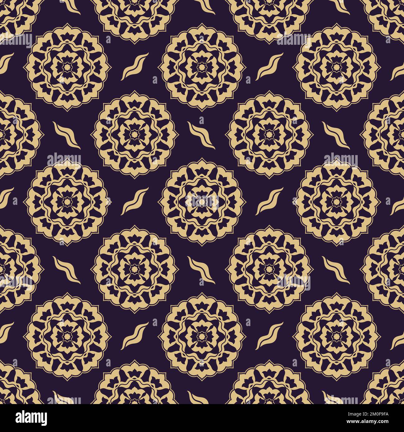 Modello Royal Vector in stile ottomano. Da utilizzare per stampe in tessuto, tessitura, lavorazione a maglia, decorazione domestica, design di moda e modelli di biancheria da letto Illustrazione Vettoriale