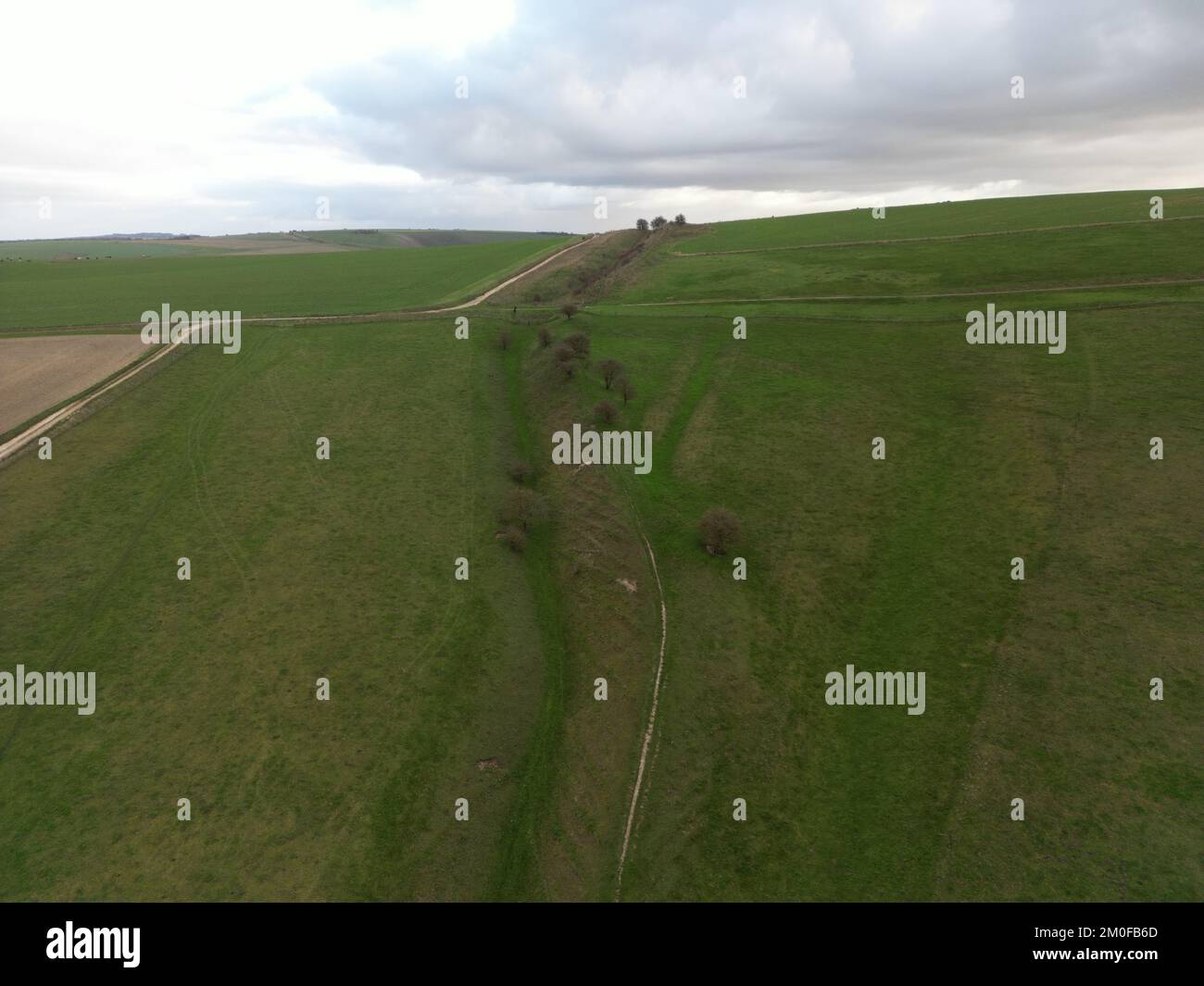 Wansdyke antico difensivo lineare di terra costa per la difesa costa rimane in Wiltshire, il sud-ovest dell'Inghilterra UK Foto Stock