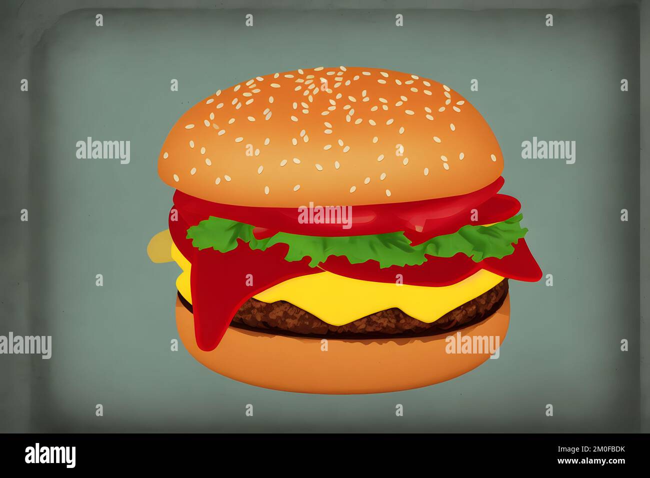 Illustrazione di hamburger in stile retrò, un classico fast food Foto Stock