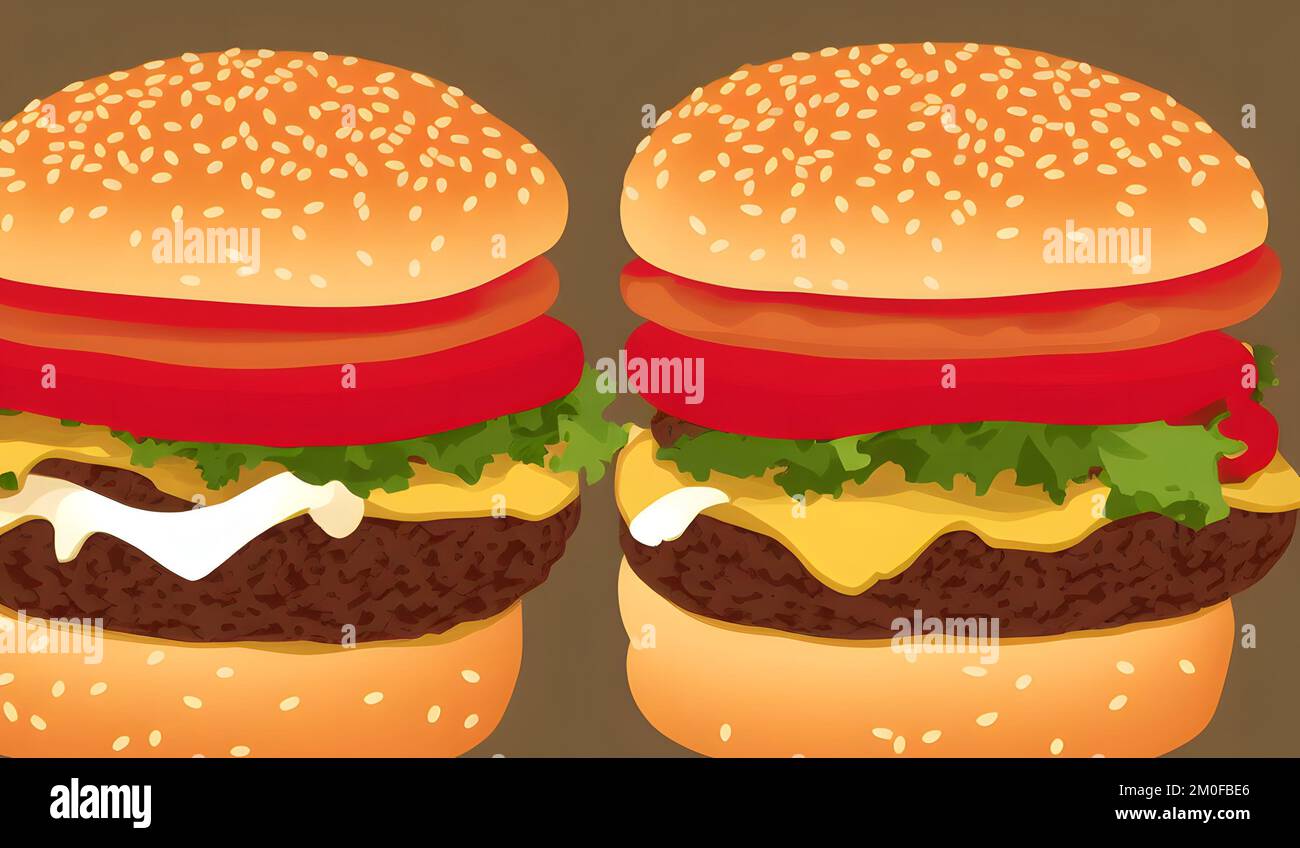 Illustrazione di hamburger in stile contemporaneo, un classico fast food Foto Stock