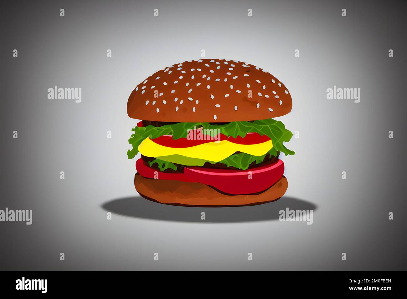 Illustrazione di hamburger in stile minimalista, un classico fast food Foto Stock