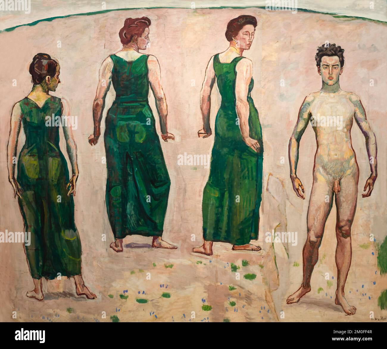 Giovane ammirato da Woman II, Ferdinand Hodler, circa 1904, Berlin Neue Nationalgalerie, Berlino, Germania, Europa Foto Stock