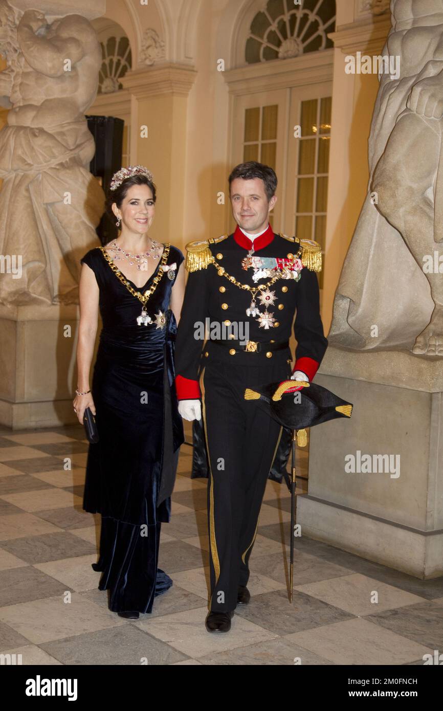 Arrivo della Principessa della Corona Maria e del Principe della Corona Frederik. Foto Stock