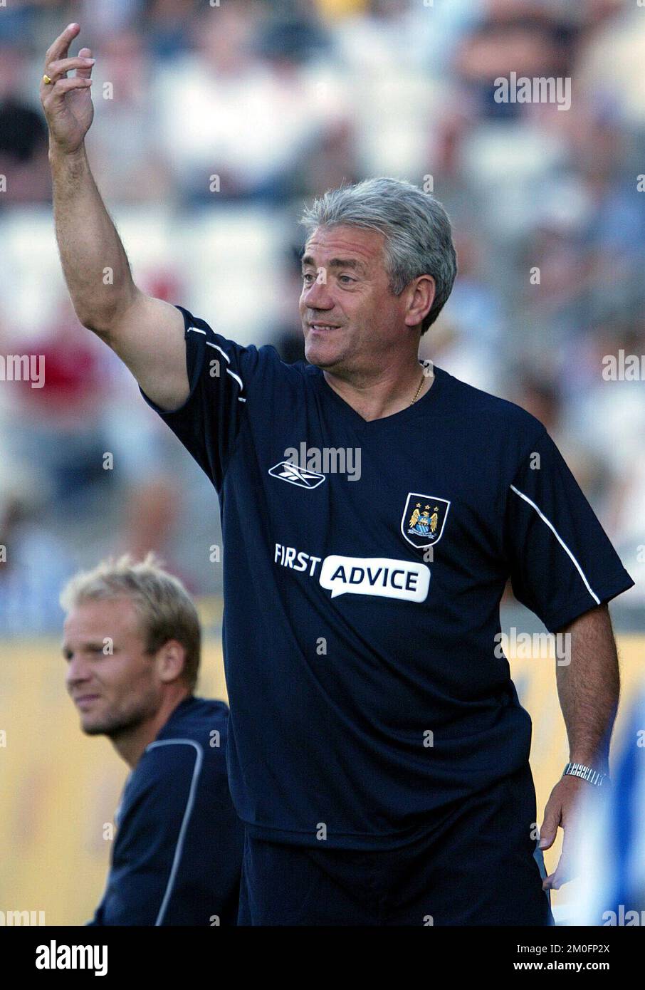 Kevin Keegan, manager del Manchester City. Il Manchester City perse 1-0 contro l'Odense in un'amichevole pre-stagionale. Odense è arrivato quarto nella liga danese SAS la scorsa stagione. Foto Stock