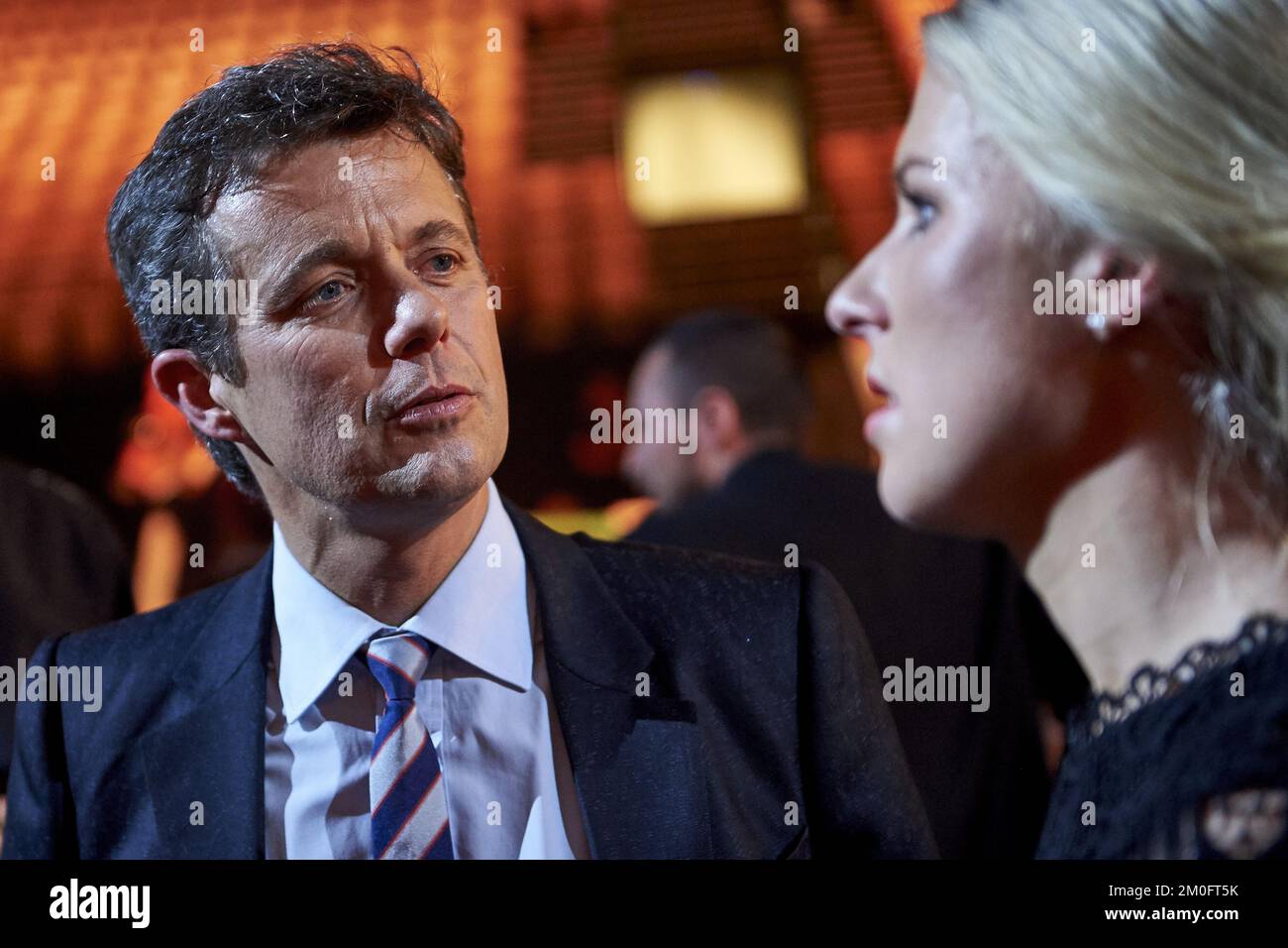 Il principe ereditario Frederik dopo lo spettacolo, sabato è stato lo Sport 2015 Gala a Jyske Bank Boxen a Herning . ( Gregers Tycho / POLFOTO ) Foto Stock