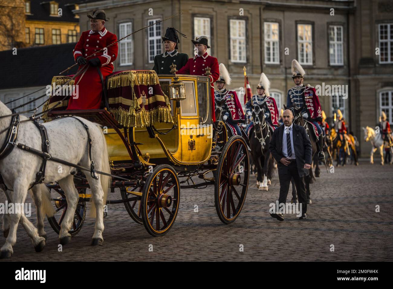 La Regina Margrethe II di Danimarca partecipa a un ricevimento di Capodanno per il corpo diplomatico al Palazzo Christiansborg. Foto Stock