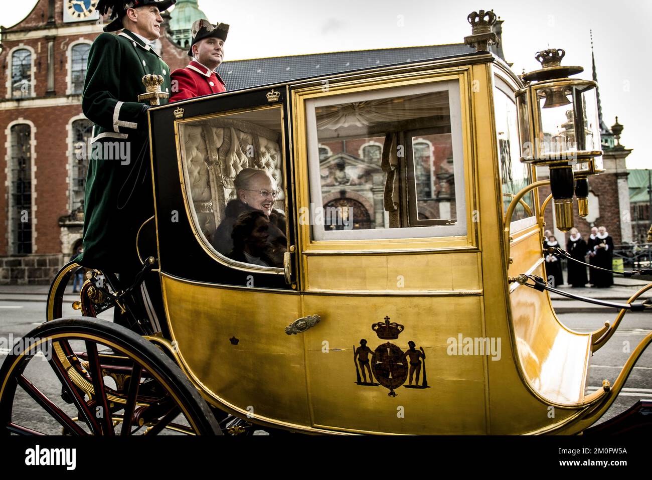 La Regina Margrethe II di Danimarca partecipa a un ricevimento di Capodanno per il corpo diplomatico al Palazzo Christiansborg. Foto Stock
