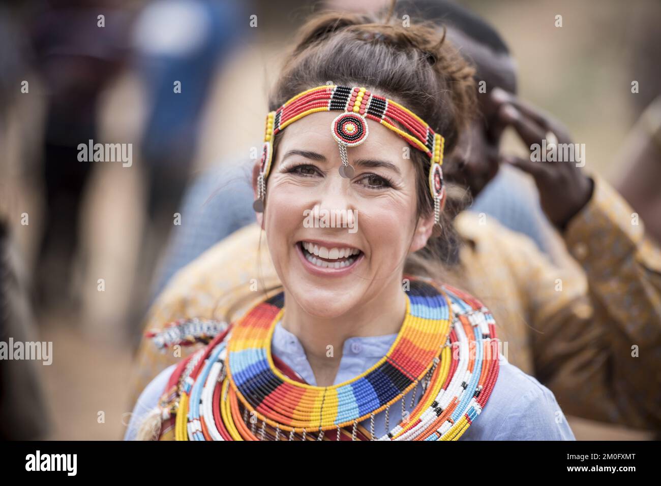 Il 27th e 28th 2018 novembre la Principessa Corona di S.A.R. Maria ha visitato Kalama in Kenya insieme al Ministro dello sviluppo Ulla Tørnæs. Sono arrivati alla pista di Kalama nel Paese di Samburu il 27th novembre e sono stati accolti da importanti membri delle società Kalama. In seguito hanno visitato il Conservatorio di Kalama, dove hanno incontrato donne locali che hanno beneficiato del sostegno danese per creare piccole imprese sostenibili. L'intera visita ha come oggetto particolare la promozione dei diritti delle donne e l'indipendenza economica attraverso progetti locali. Foto Stock