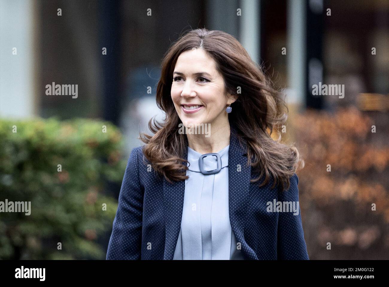 Crown Princess Mary arriva per la sua visita al Centro per le malattie cardiache, vascolari, polmonari e infettive di Rigshospitalet il 28th novembre 2019. (Foto: IDA Guldbæk Arentsen/Ritzau Scanpix) Foto Stock