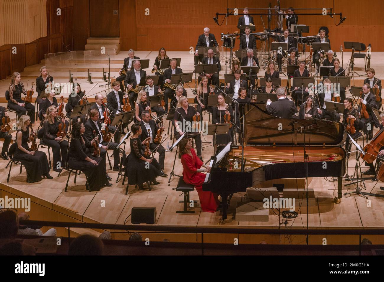 Koncert med klaverkoncert skrevet af bent SÃ¸rensen og spillet af pianist Katrine Gislinge i Konservatoriets Koncertsal, Frederiksberg. Foto Stock