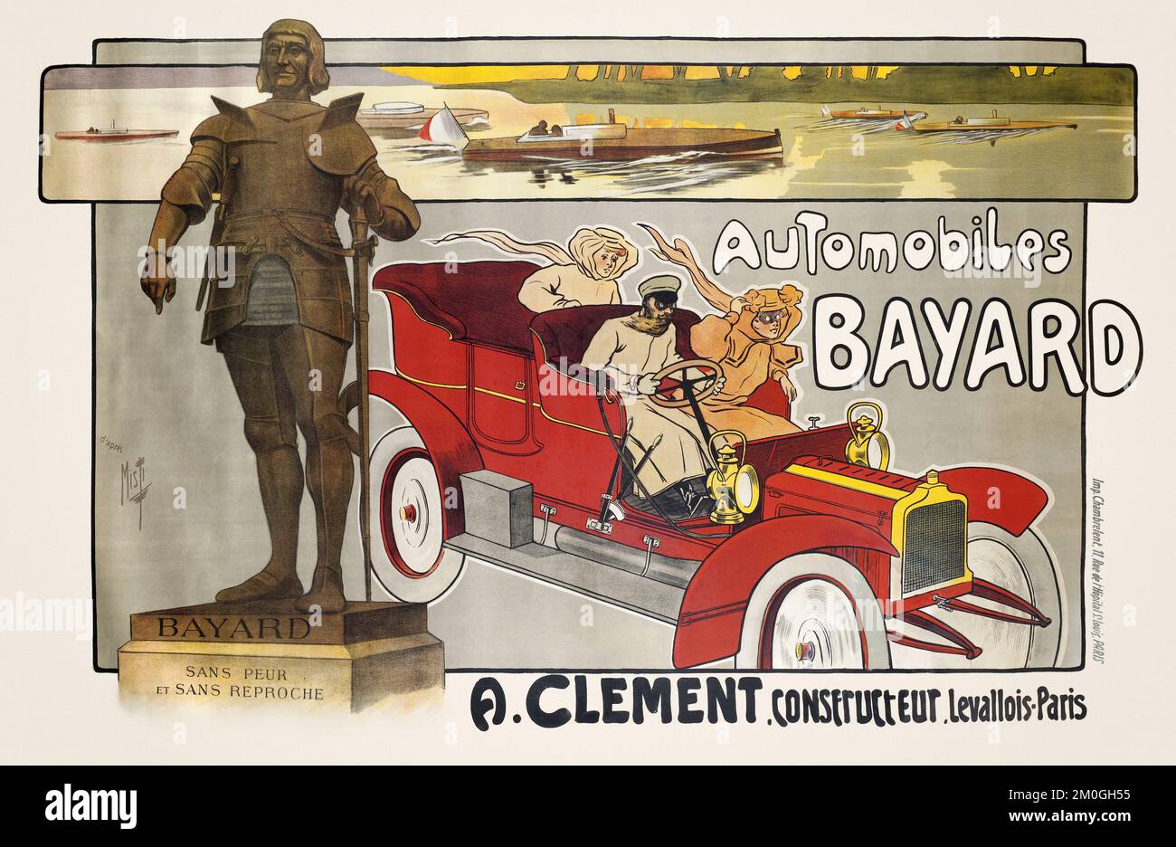 Automobili Bayard. Clément constructeur, Levallois - Parigi di Ferdinand misti-Mifliez (1865-1923). Poster pubblicato nel 1906. Foto Stock