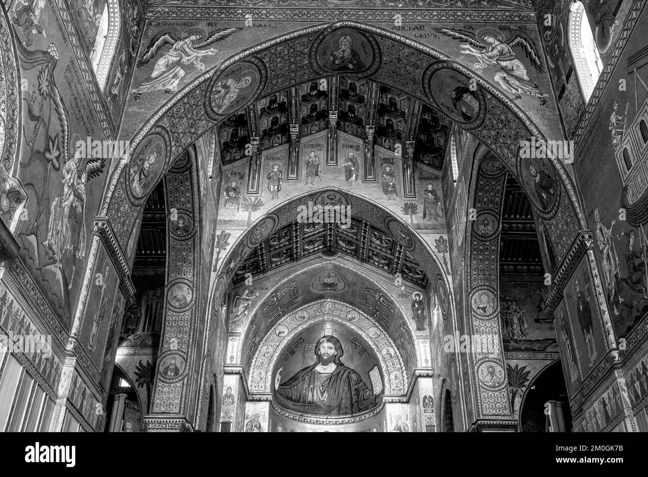 L'interno della Cattedrale di Monreale, Palermo, Sicilia, Italia. Foto Stock