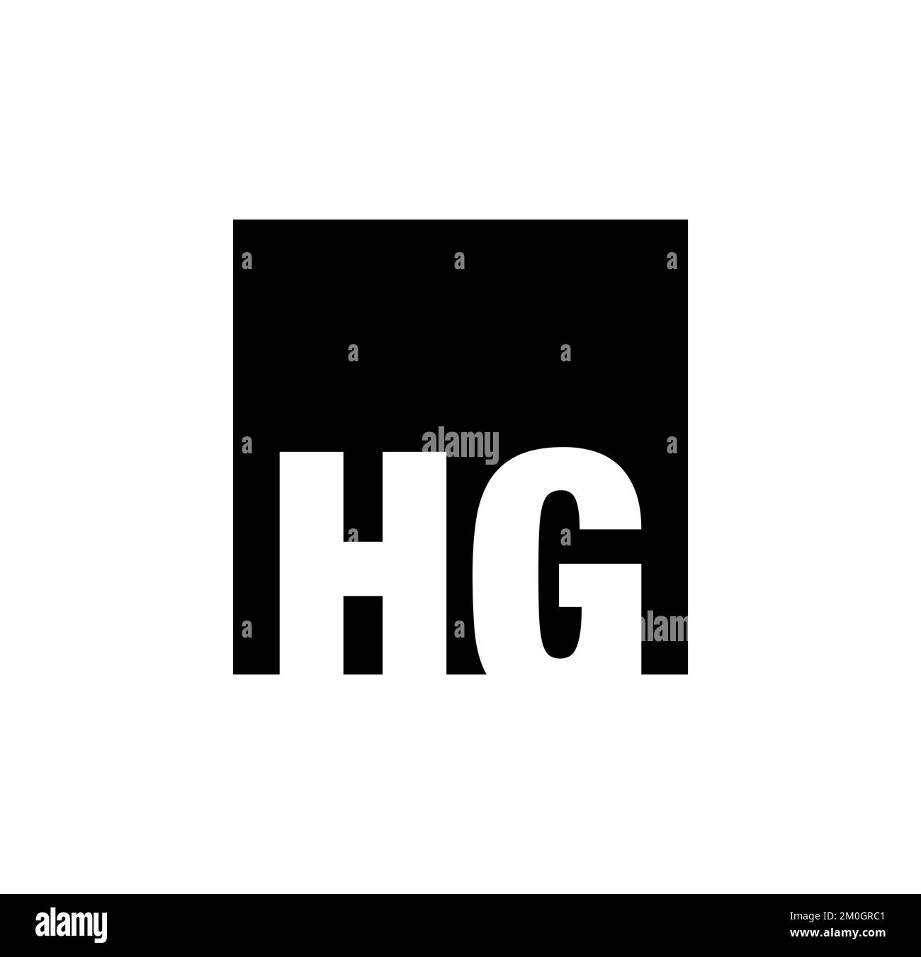 ICONA DEL nome della società HG. HG lettere monogramma. HG sul quadrato nero. Illustrazione Vettoriale