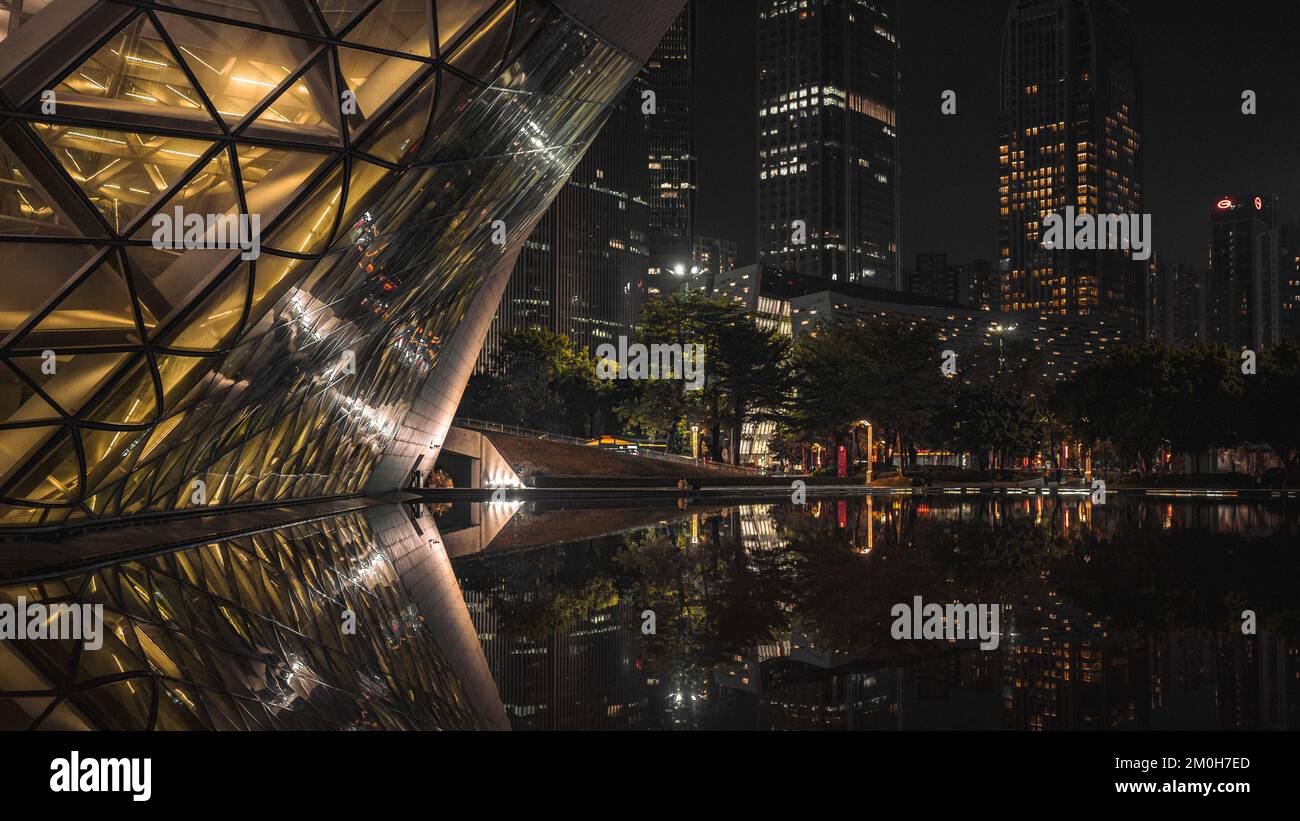 Guangzhou opera notte città Foto Stock