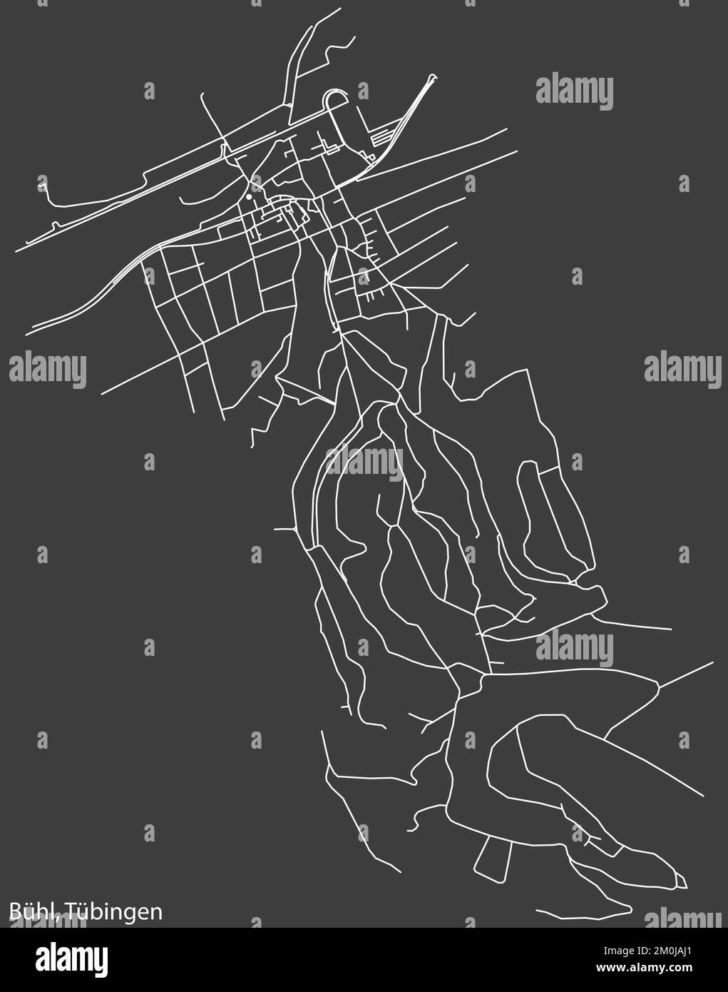 Mappa delle strade del DISTRETTO DI Bühl, Tübingen Illustrazione Vettoriale