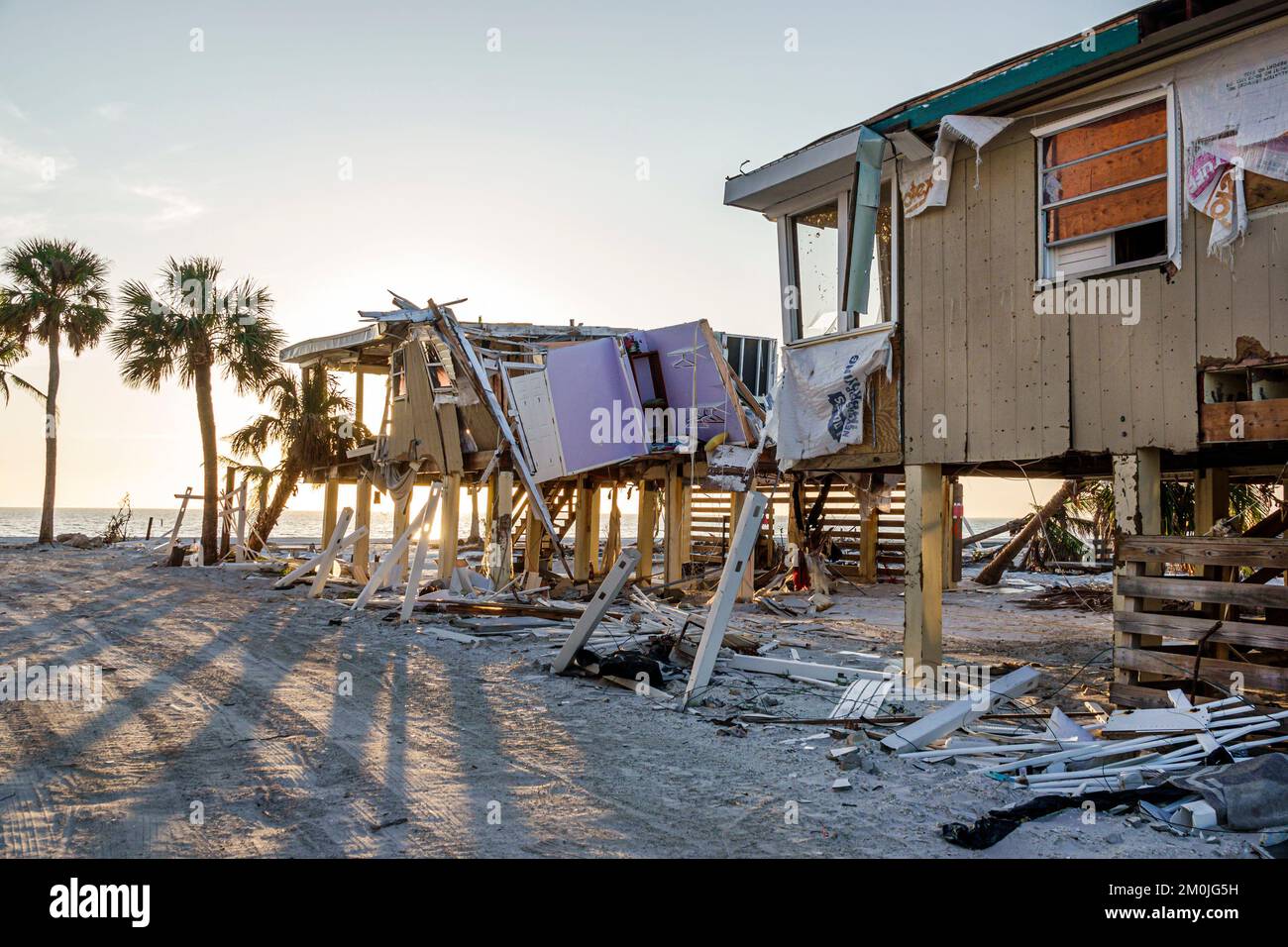 Fort ft. Myers Beach Florida, Golfo del Messico Estero Island Estero Boulevard, casa case casa case casa case proprietà Hurricane Ian danno danneggiato distruzione d Foto Stock