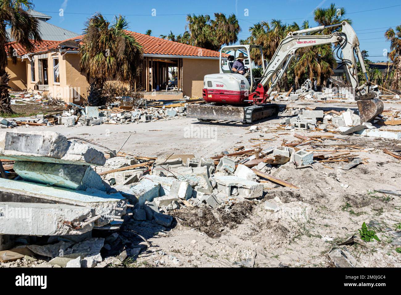 Fort ft. Myers Beach Florida, Estero Island Estero Boulevard, casa case case casa case proprietà Hurricane Ian danni distruzione distrutti detriti Foto Stock