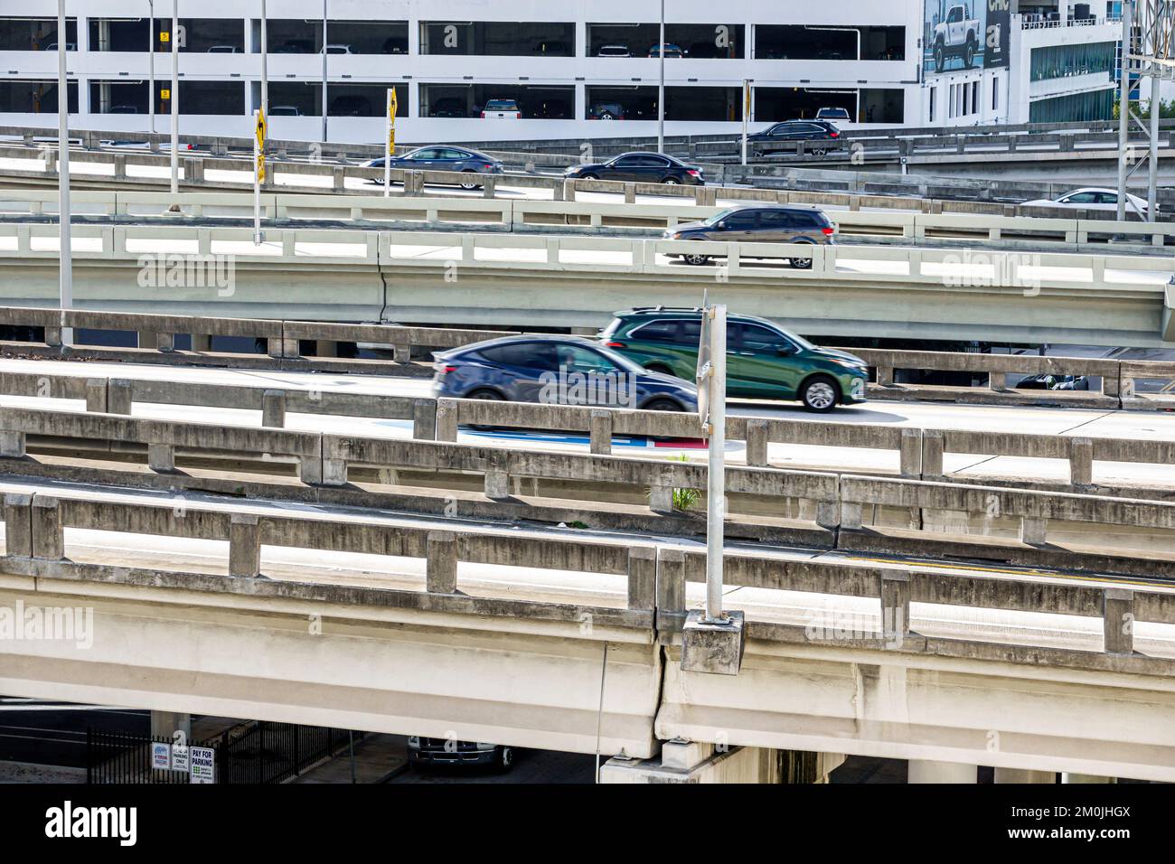 Miami Florida, sopraelevata entrata sopraelevata uscita uscite veicoli stradali auto Foto Stock