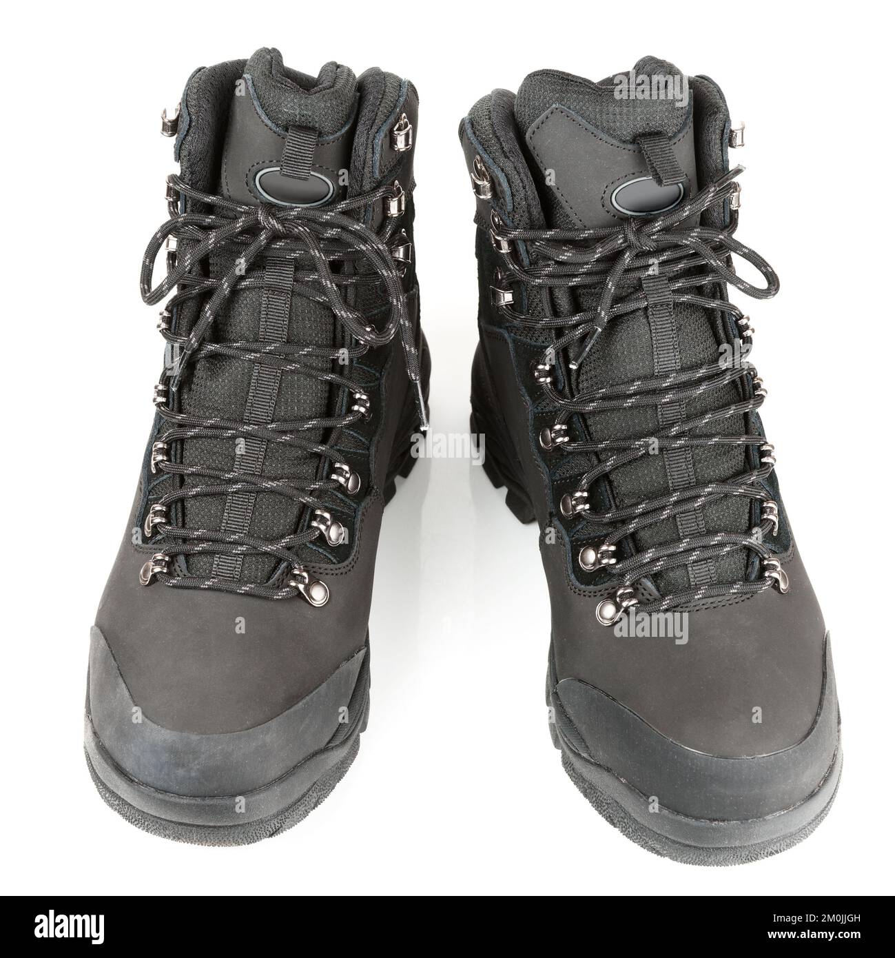 Paio di scarponi da trekking invernali isolati su sfondo bianco Foto Stock