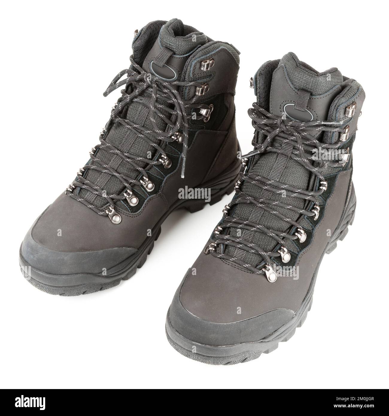 Paio di scarpe da trekking invernali isolate su sfondo bianco Foto Stock