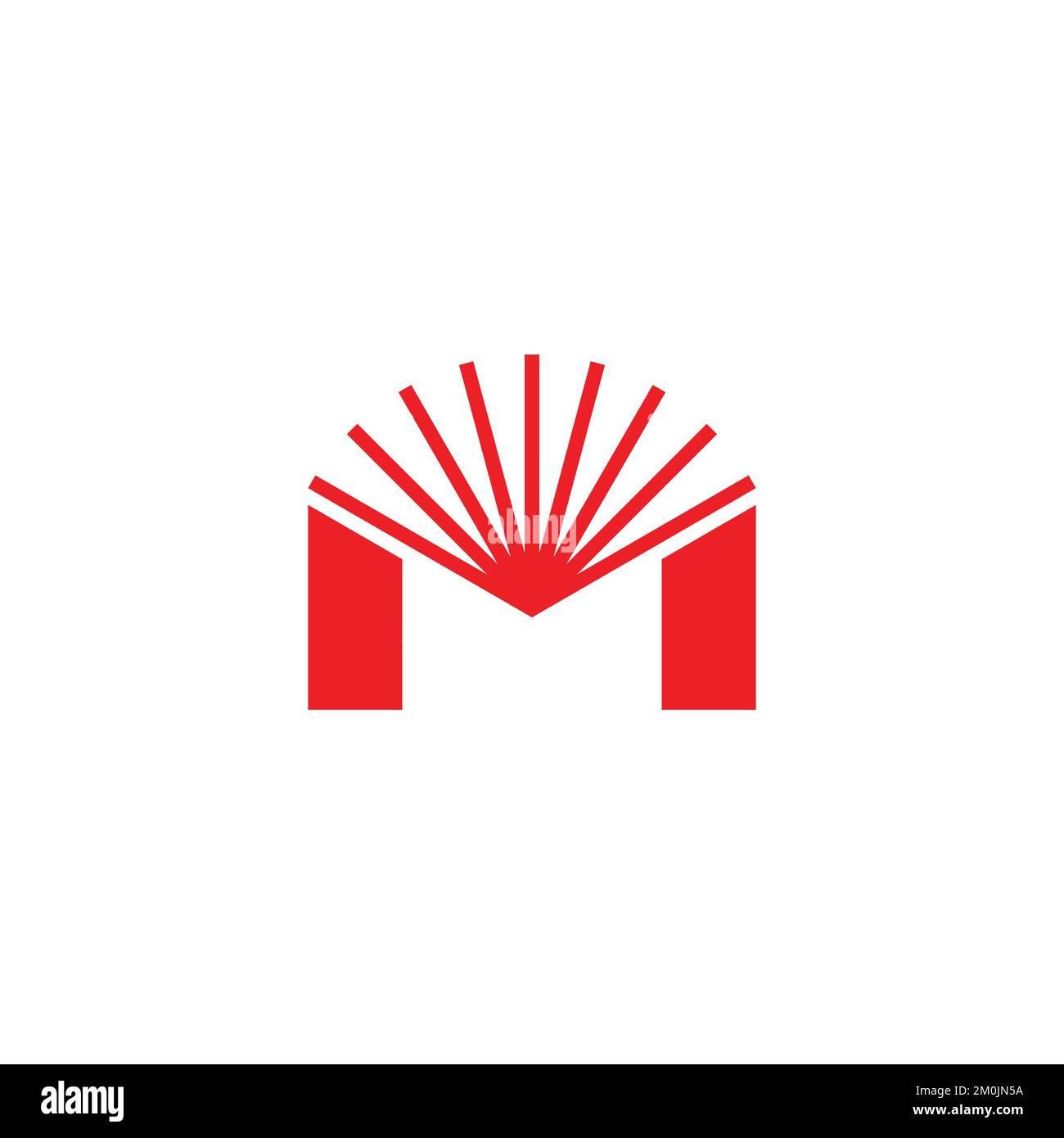lettera m raggi solari brillano semplice logo vettore Illustrazione Vettoriale