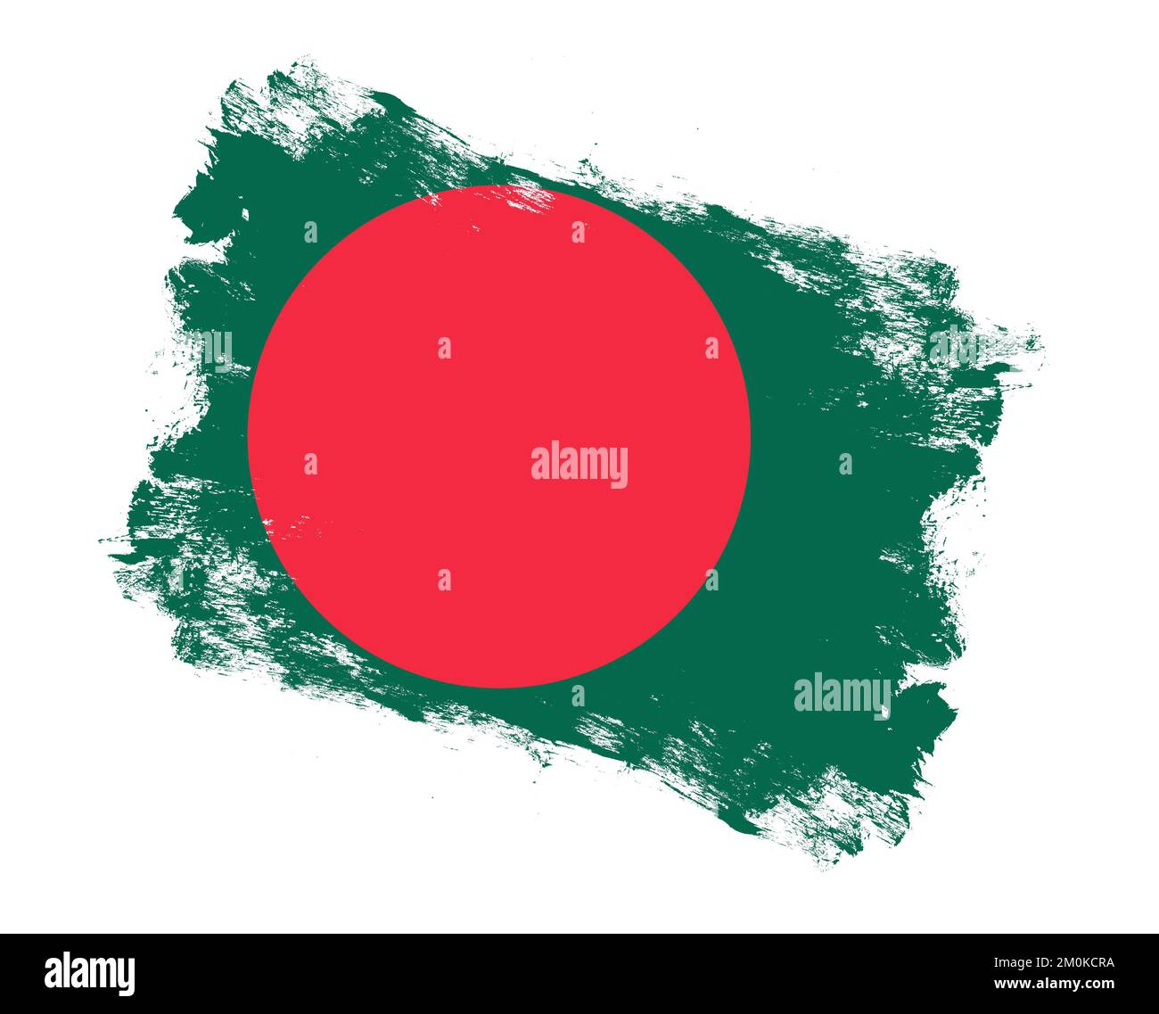 Pennello dipinto bandiera di bangladesh su sfondo bianco Foto Stock