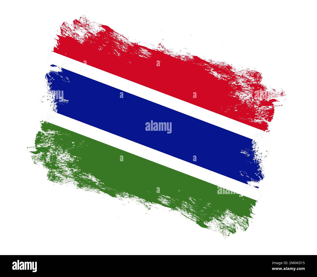 Pennello traccia bandiera gambia dipinta su sfondo bianco Foto Stock