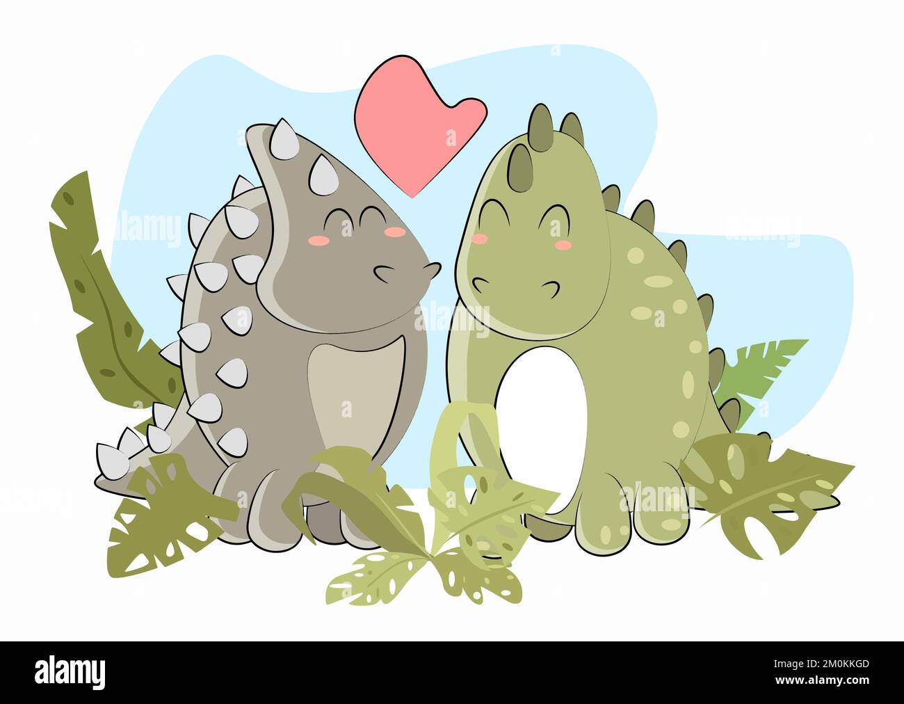 Due dinosauri si amano a vicenda nell'illustrazione Illustrazione Vettoriale