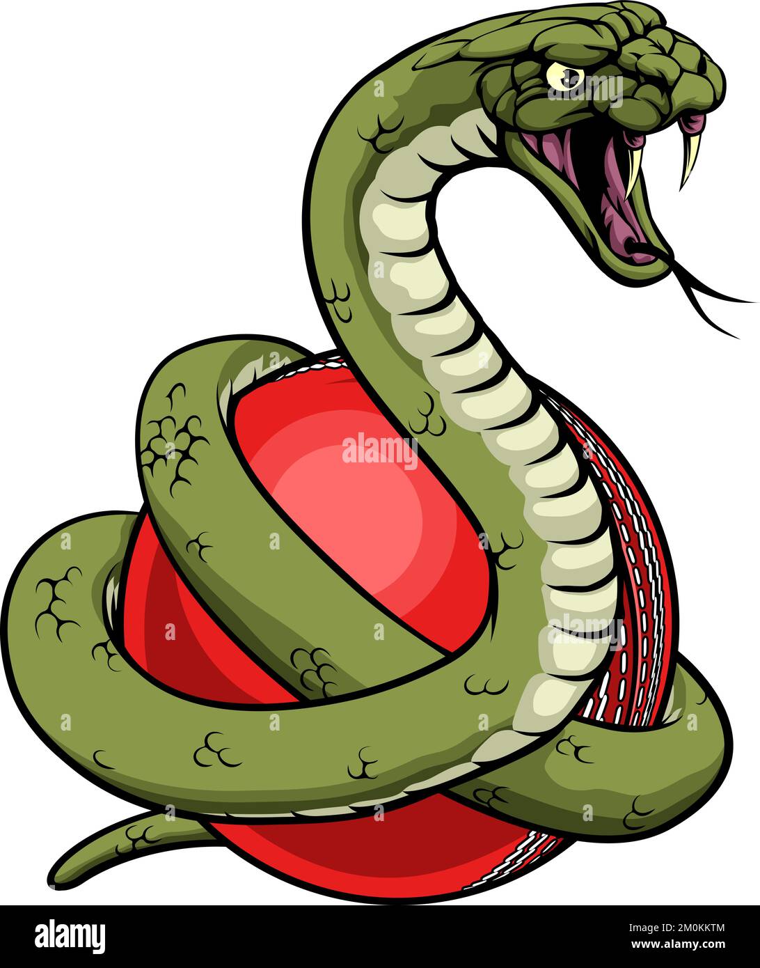 Snake Cricket Ball Animal Sports Team Mascot Illustrazione Vettoriale