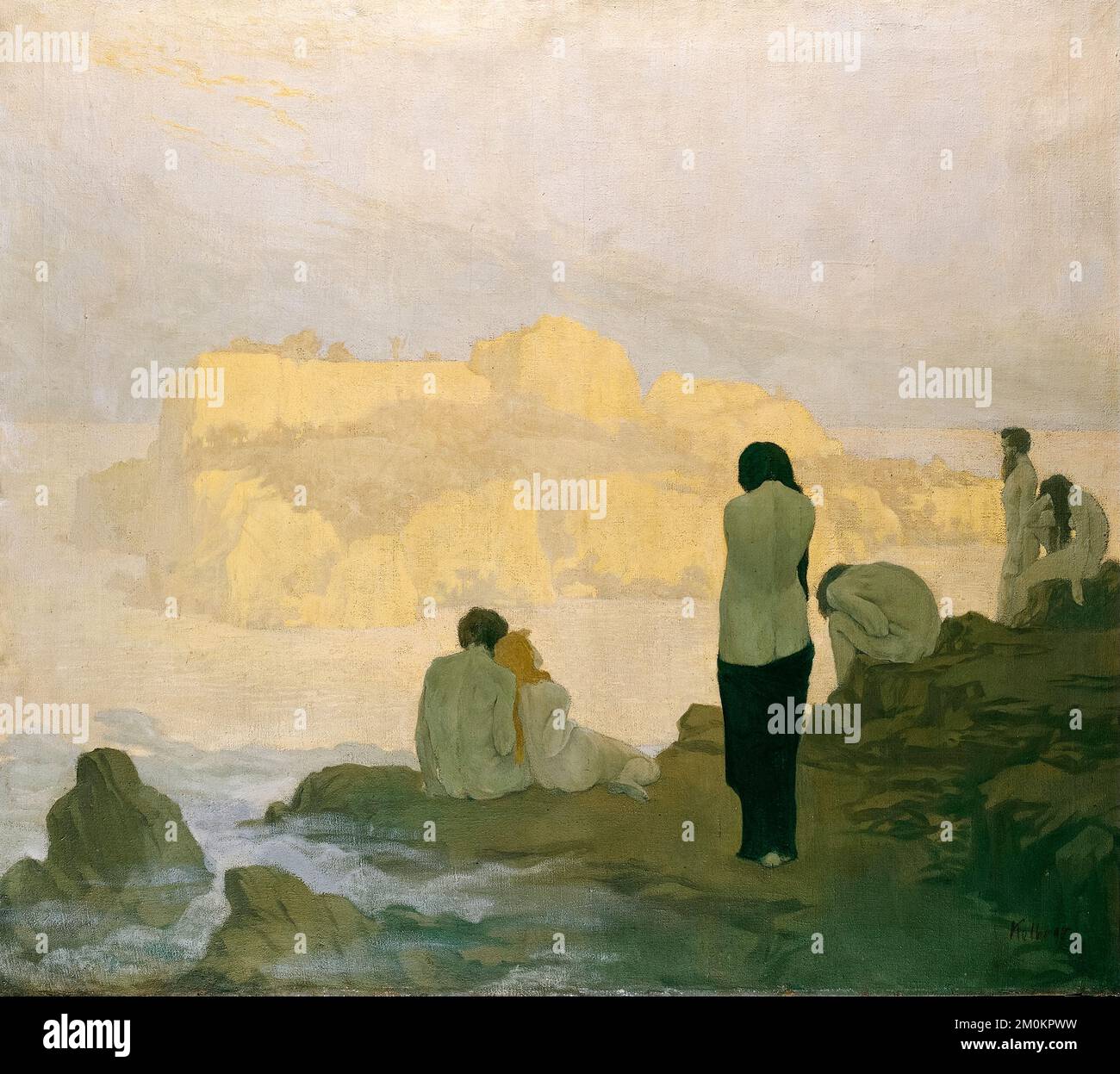 Georg Kolbe pittura, l'isola d'oro, olio su tela, 1898 Foto Stock