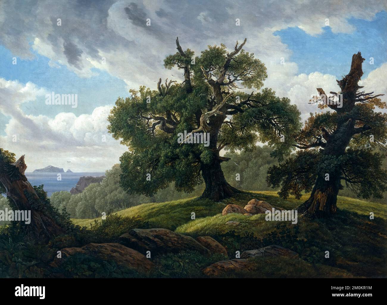 Dipinto del paesaggio Carl Gustav Carus, memoria di un'isola boscosa nel Mar Baltico (querce sul mare), olio su tela, 1834-1835 Foto Stock