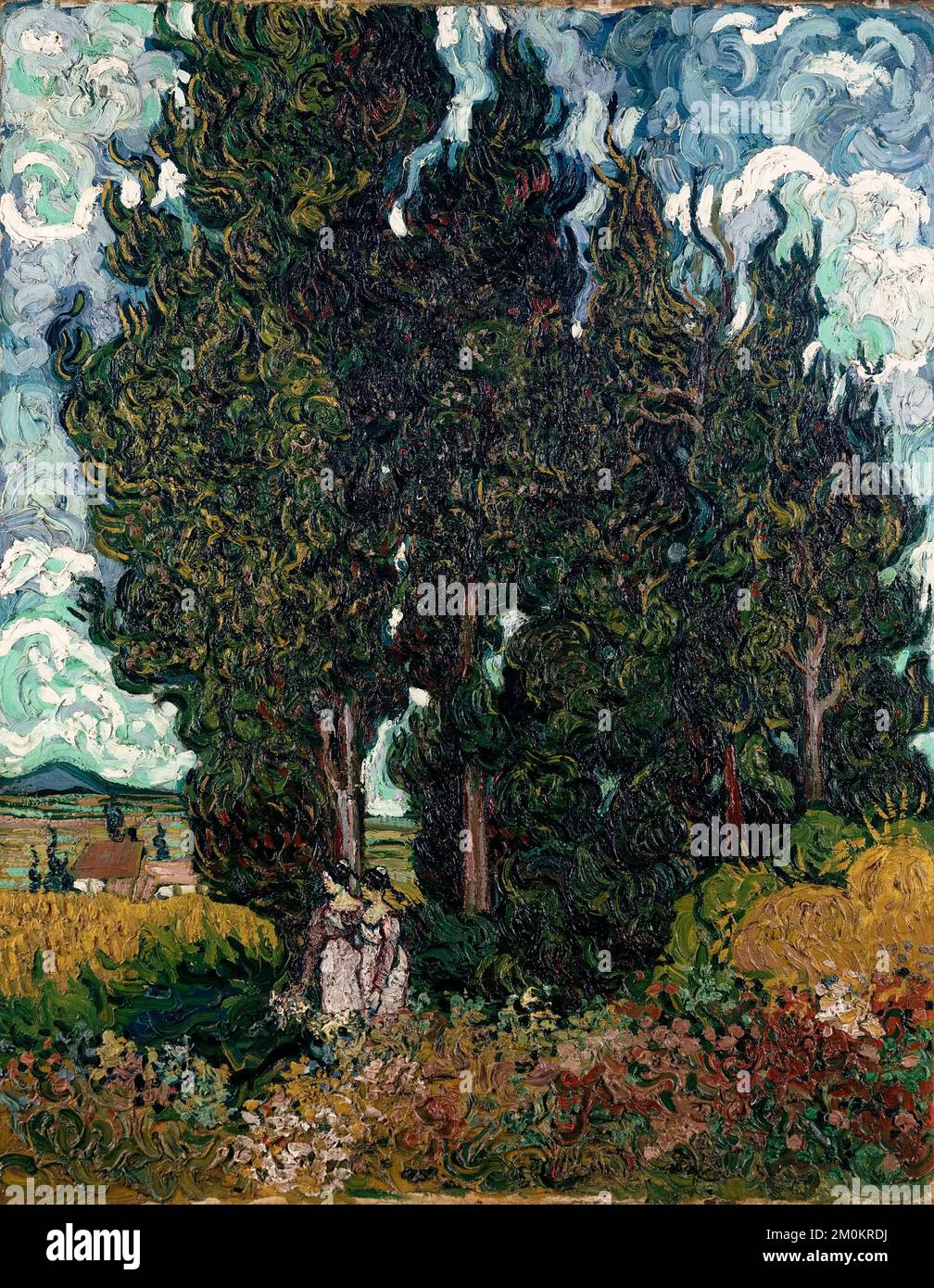 Vincent van Gogh, cipressi a due figure, dipinto ad olio su tela, 1889 Foto Stock