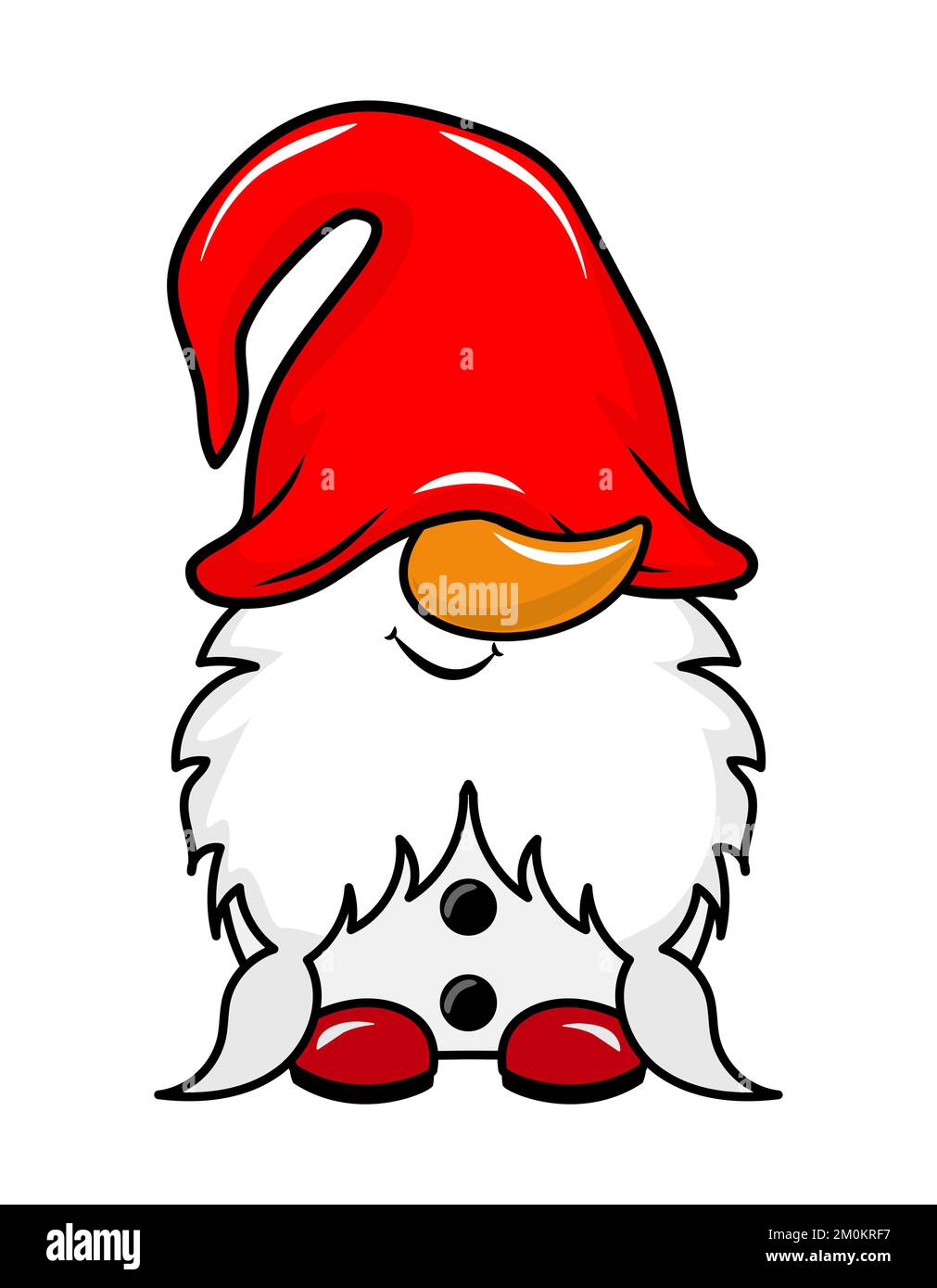 Adorabile gnome di Natale in costume da pupazzo di neve - gnome con cappello di Santa. Nano della magia nordica. Carino vacanze Elf con cappello. Illustrazione vettoriale per le vacanze invernali Illustrazione Vettoriale