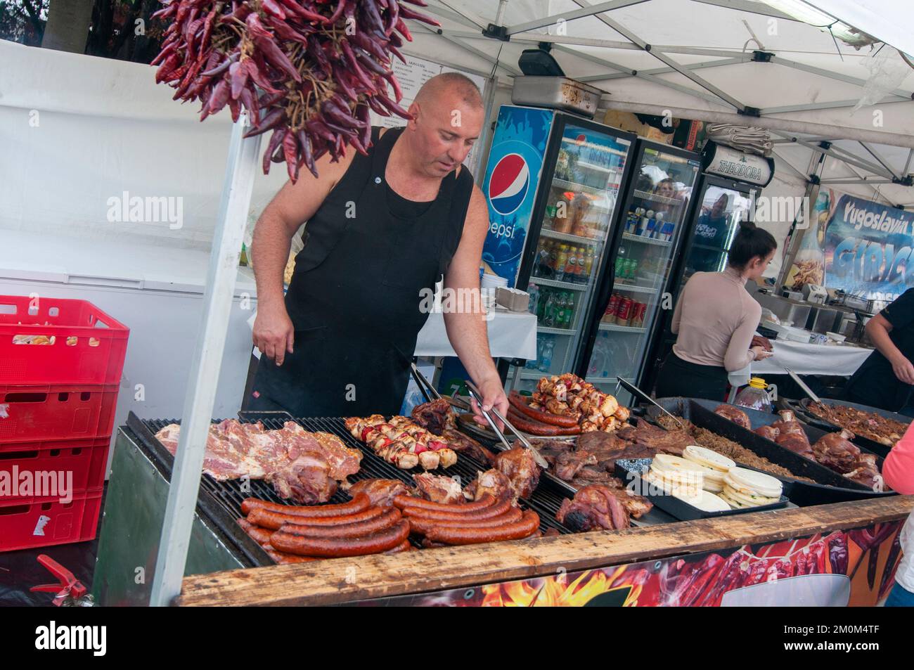 Mercato annuale festivo a Fo ter, piazza principale, Siofok, Ungheria Foto Stock