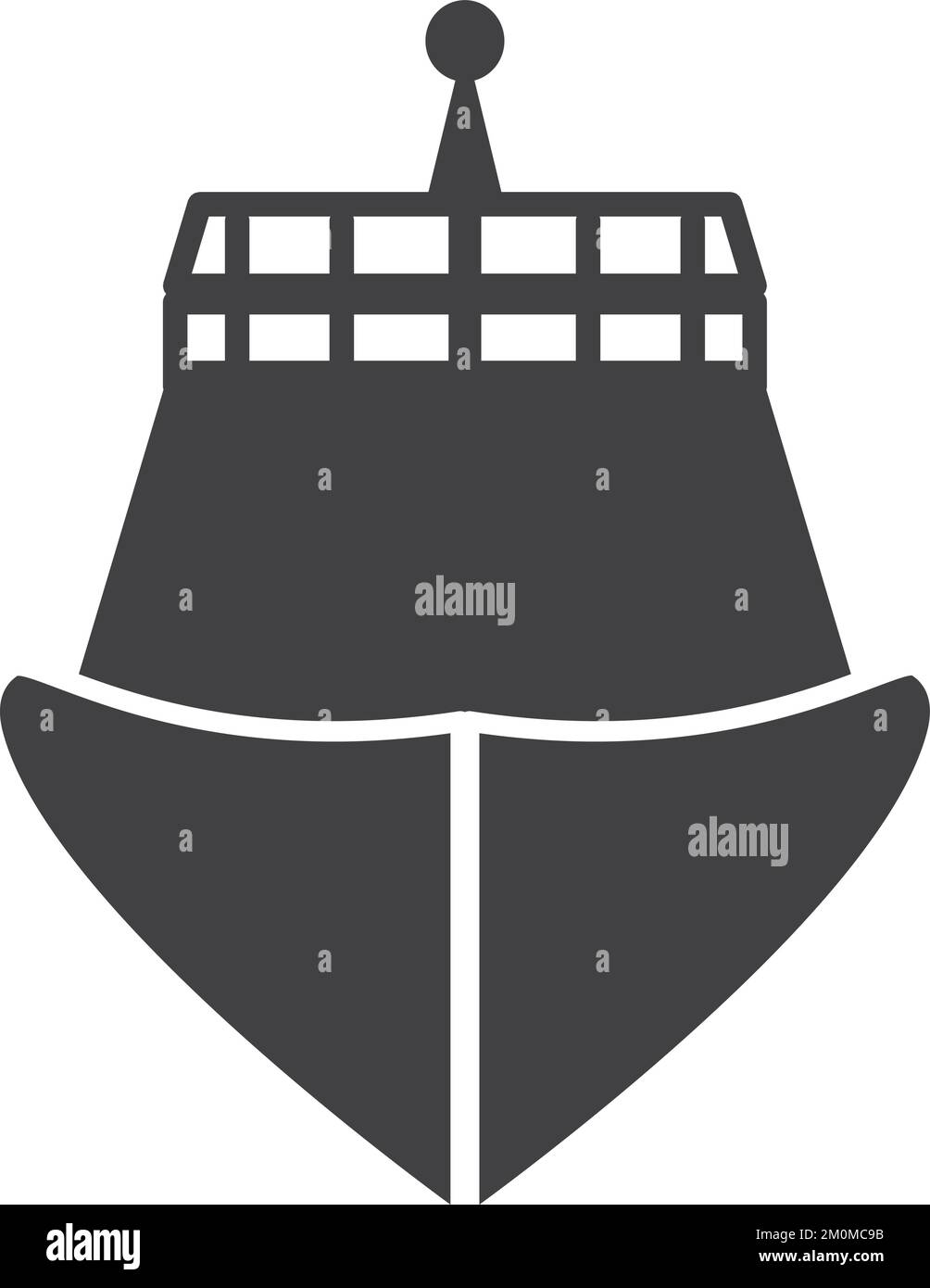 Vista frontale dell'imbarcazione a motore. Icona di spedizione nera Illustrazione Vettoriale