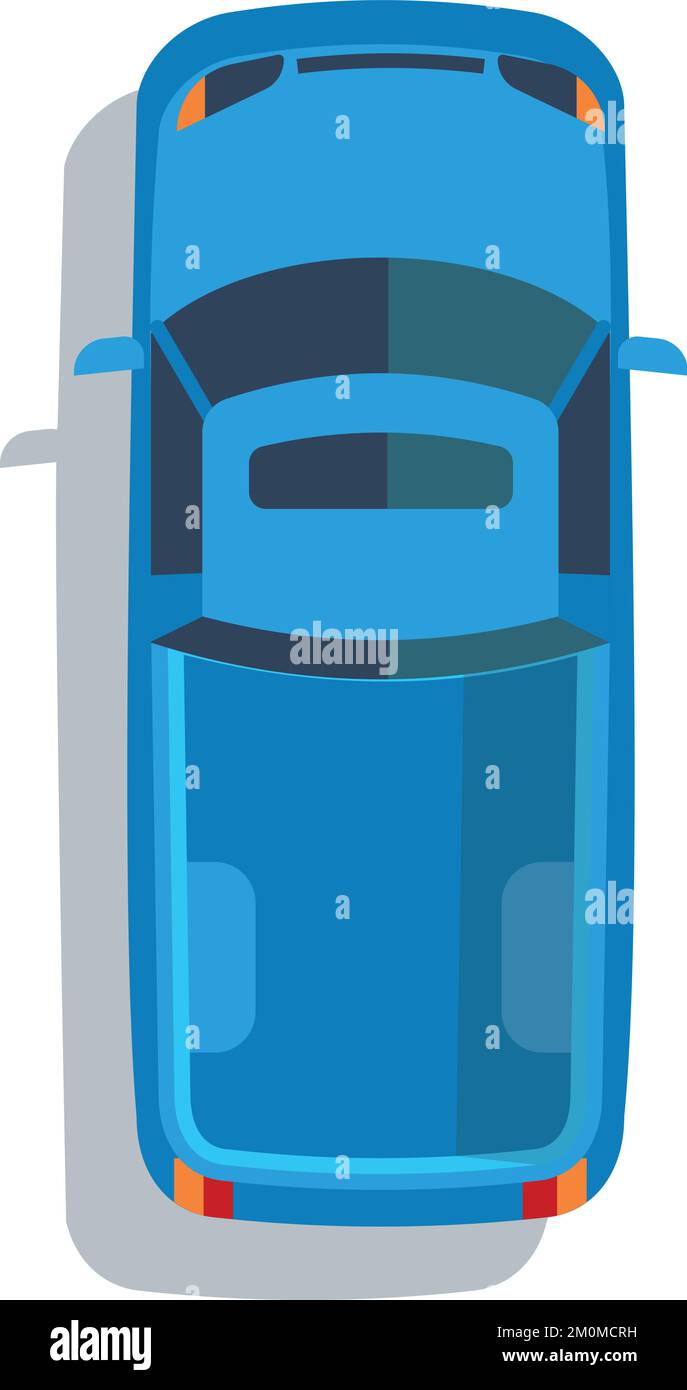 Icona del pick-up. Vista dall'alto Cartoon CARGO Transport Illustrazione Vettoriale
