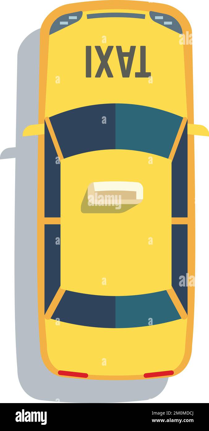 Icona cartoon taxi. Vista dall'alto della cabina gialla Illustrazione Vettoriale