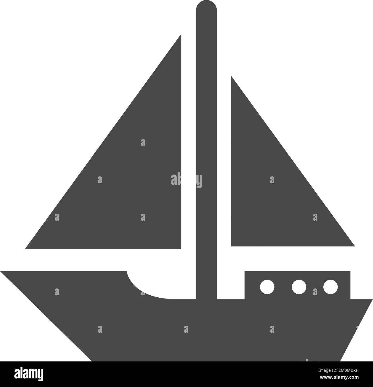 Icona nera della nave a vela. Simbolo del viaggio in mare Illustrazione Vettoriale